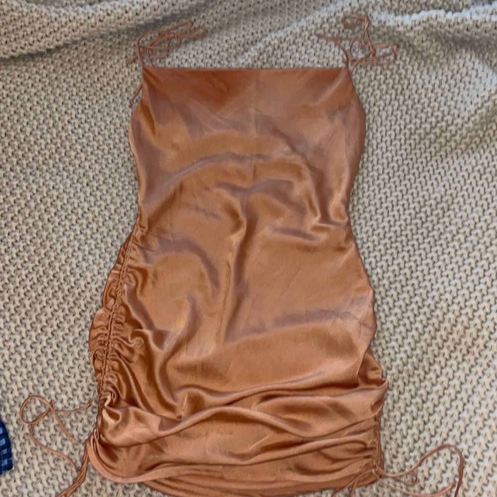 CAGE burnt orange mini dress
